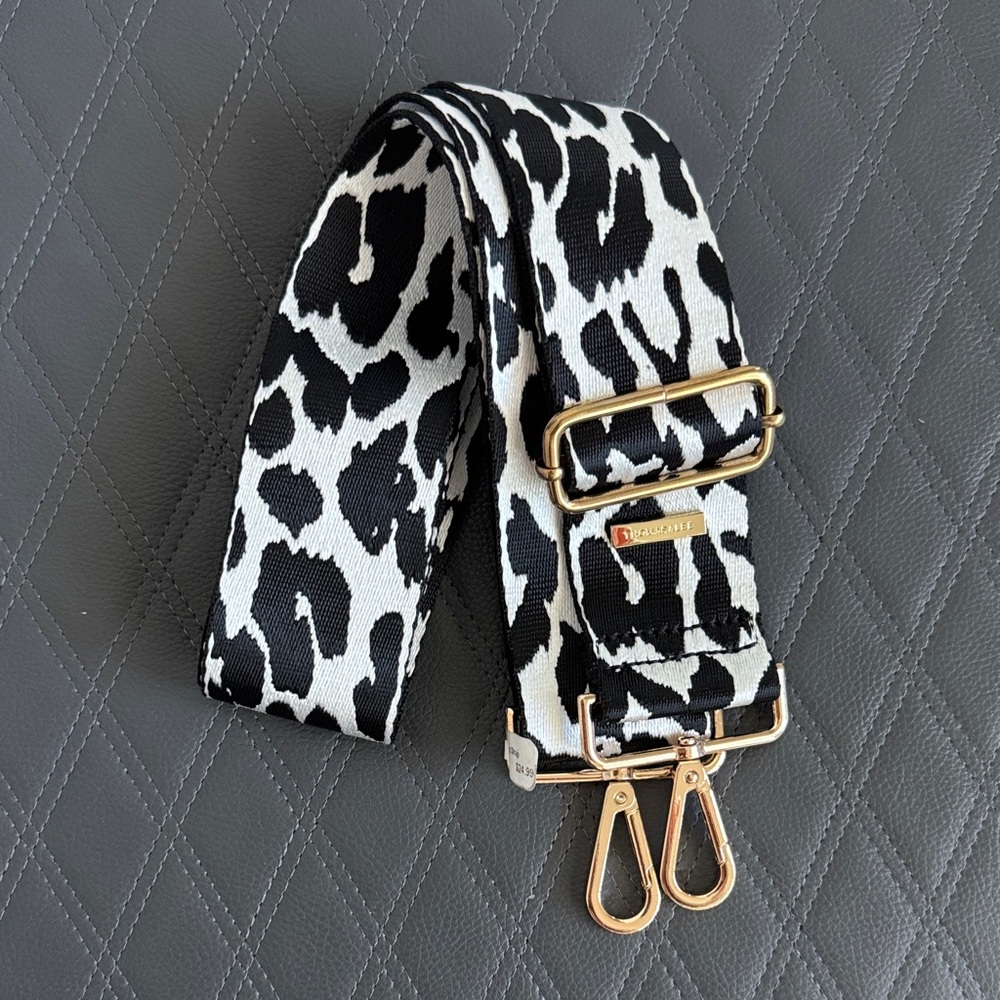 Thomas & Lee Black and White Leopard Animal Print Strap